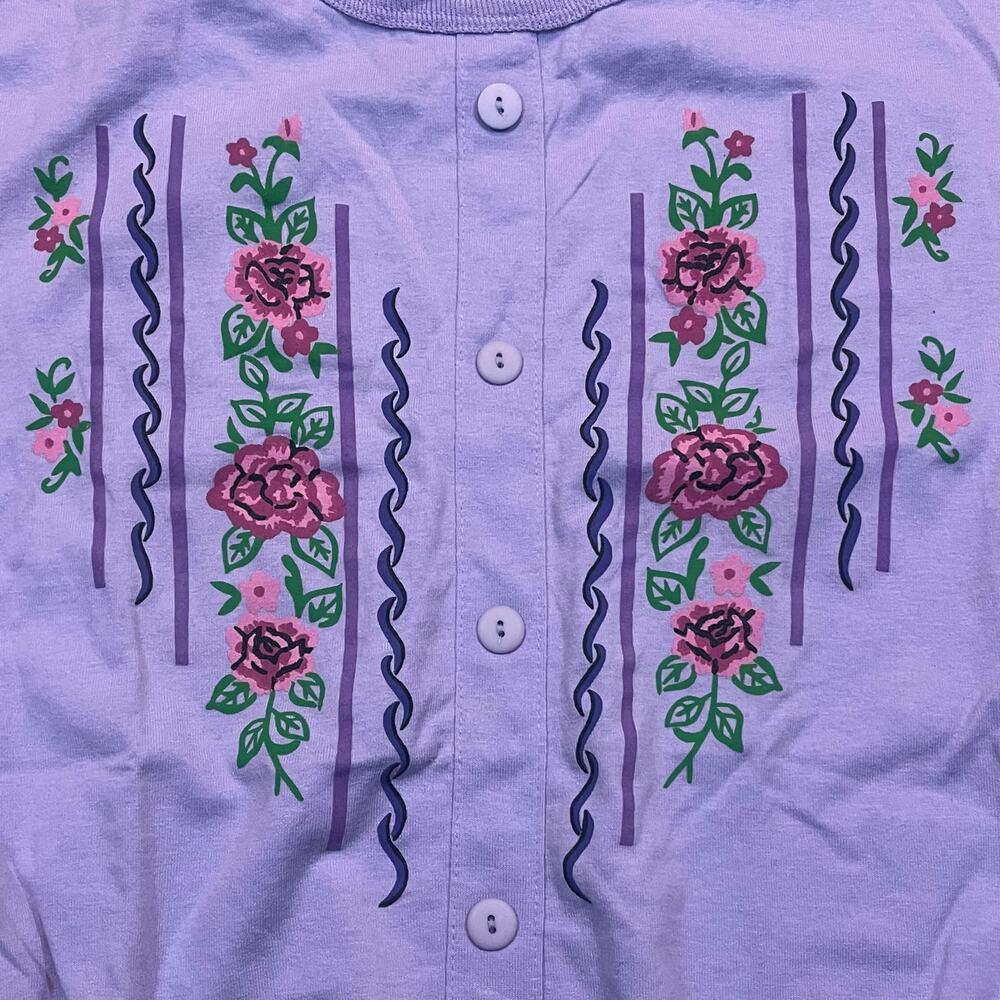 Vintage Adrian Delafield Women’s Small Purple Lilac Heart Sweater‎ Flowers